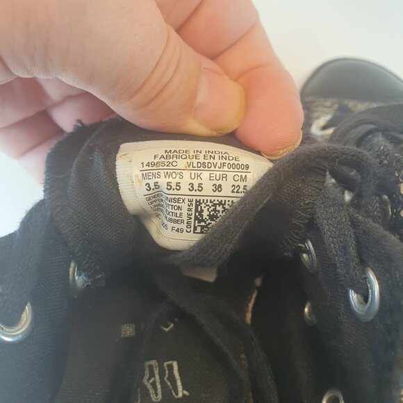 Chuck Taylor All Star Low, Black Dobby Weave, Men 3.5, Women 5.5 - Picture 5 of 7